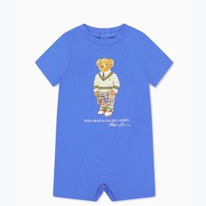 ⭐️Polo Ralph Lauren Polo Bear blue baby romper 9 months